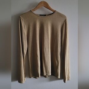 Ralph Lauren metallic long sleeved crewneck Women's XL gold